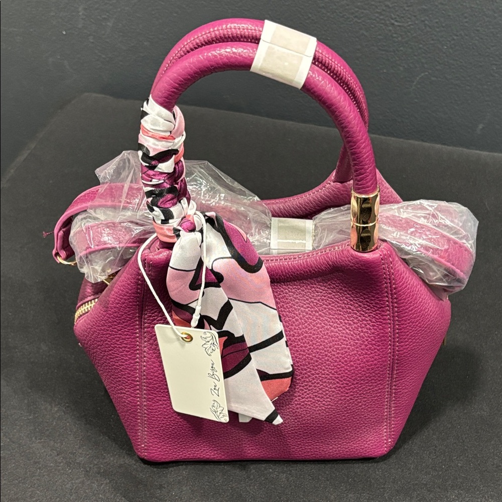 Chic Fuchsia Mini Bag with Scarf Detail